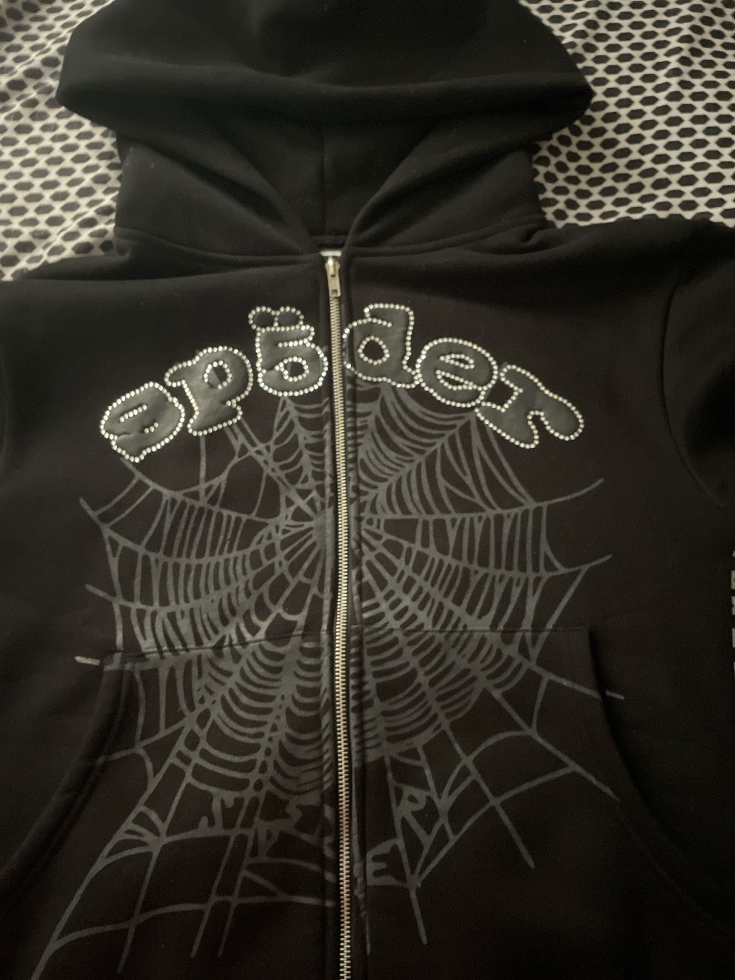 Black Sp5der Hoodie Zip Up