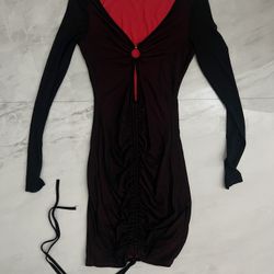 Shein Black and red long sleeve dress