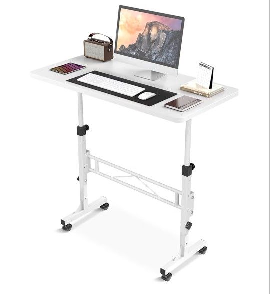 Brand New Standing Desk Adjustable Height, Mobile Stand Up Desk with Wheels, 32 Inch Portable Rolling Desks Computer Office Workstations for Walking P