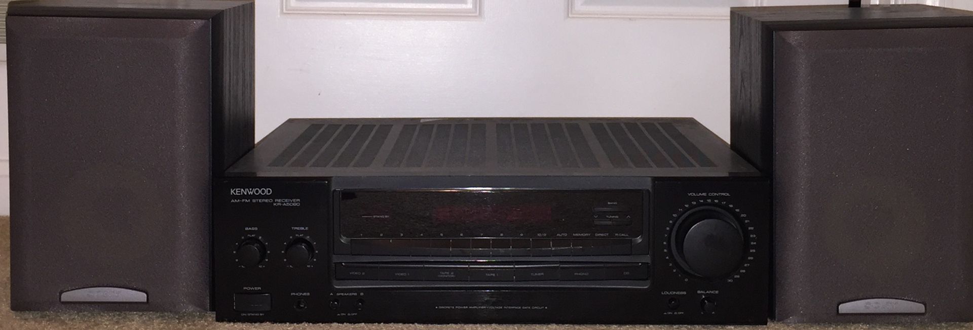 Kenwood Stereo Receiver with two Sony Speakers