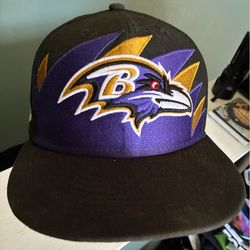 Vintage Baltimore Ravens New Era Fitted Hat Rare Shark Tooth 7 1/2 Super Bowl 35