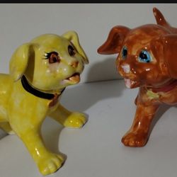 CERAMIC DOG FIGURINE SET OF 2 / 6"×4"  /C11
