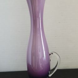 Vintage Ombré Plum with White Interior Encased Vase Enesco Japan 8.25” 