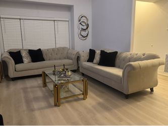 3 Large velvet sofas with black accent chair