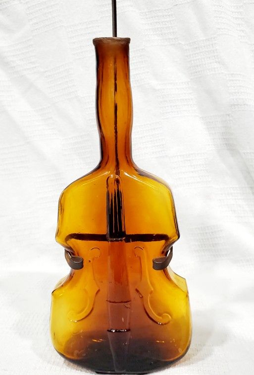 Antique Scarce Golden Yellow Violin Whiskey Flask With Wall Hanger