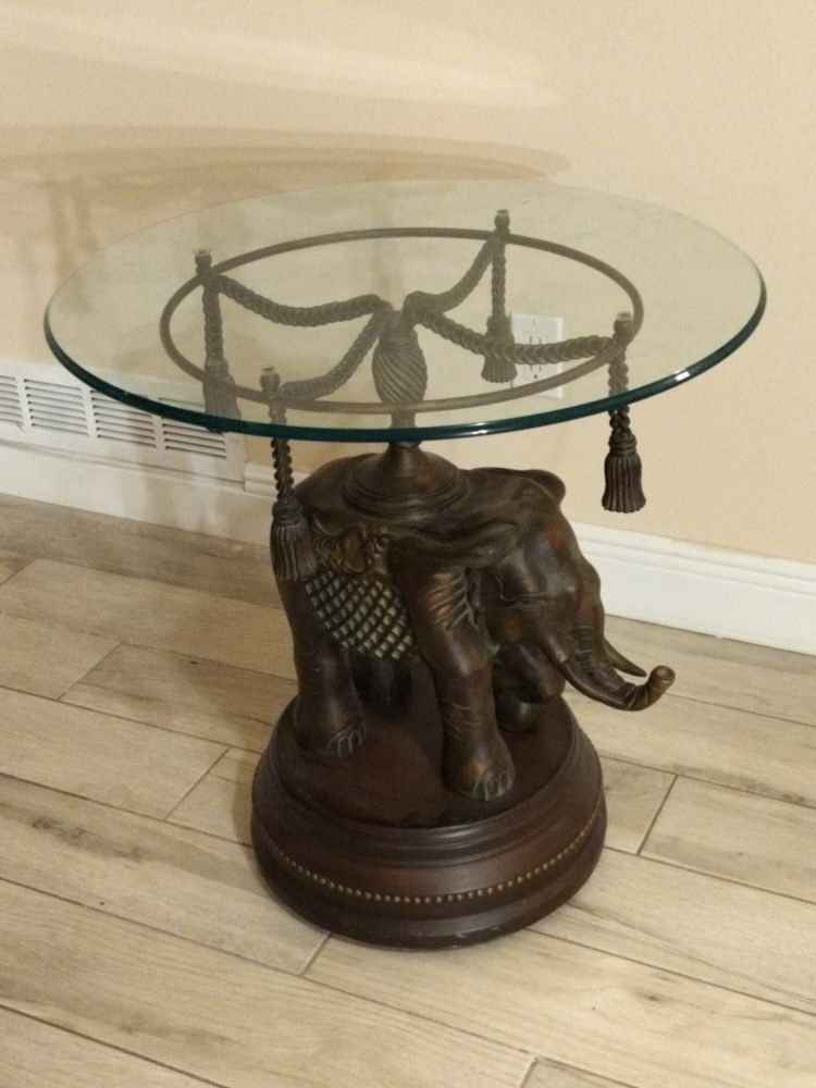 Vintage Maitland Smith Bronze Wood Elephant Pedestal Side Table. See ...