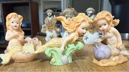 3 ceramic mermaids