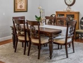 Tommy Bahama Dark Wood Dining Table and  Chair Set