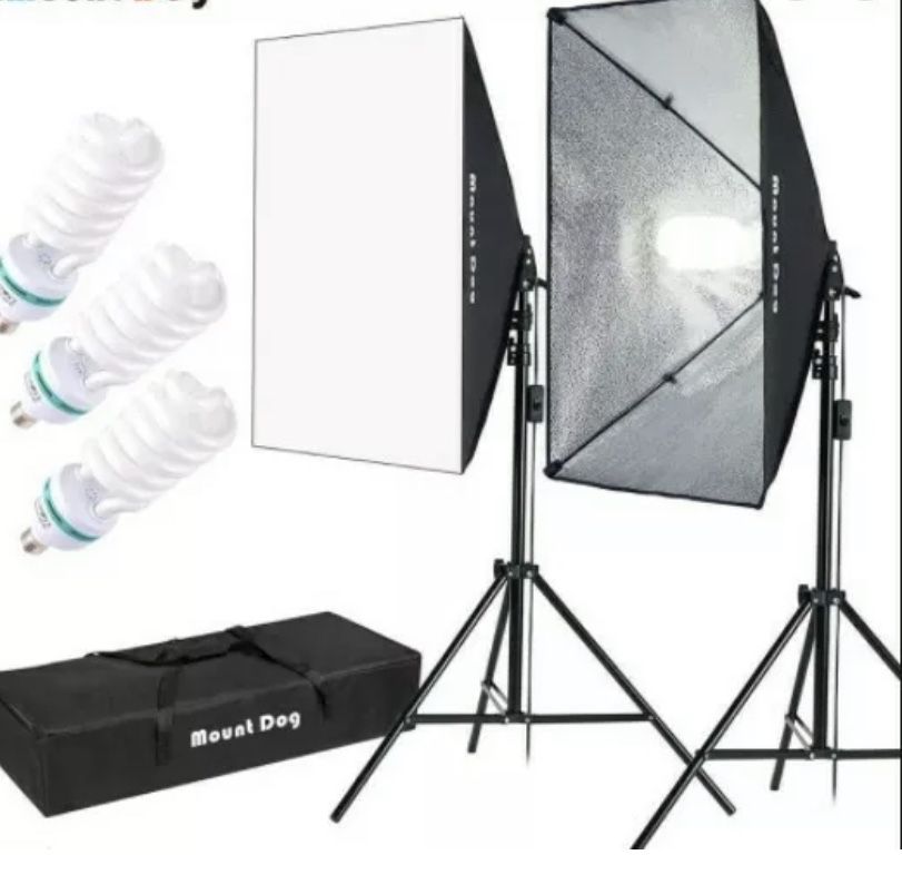MOUNTDOG 1350W Softbox Lighting Kit Photography Studio (2 Softbox with 3 Bulbs) MOUNTDOG Softbox Lighting Kit Photography Studio Light 20"X28" Profe