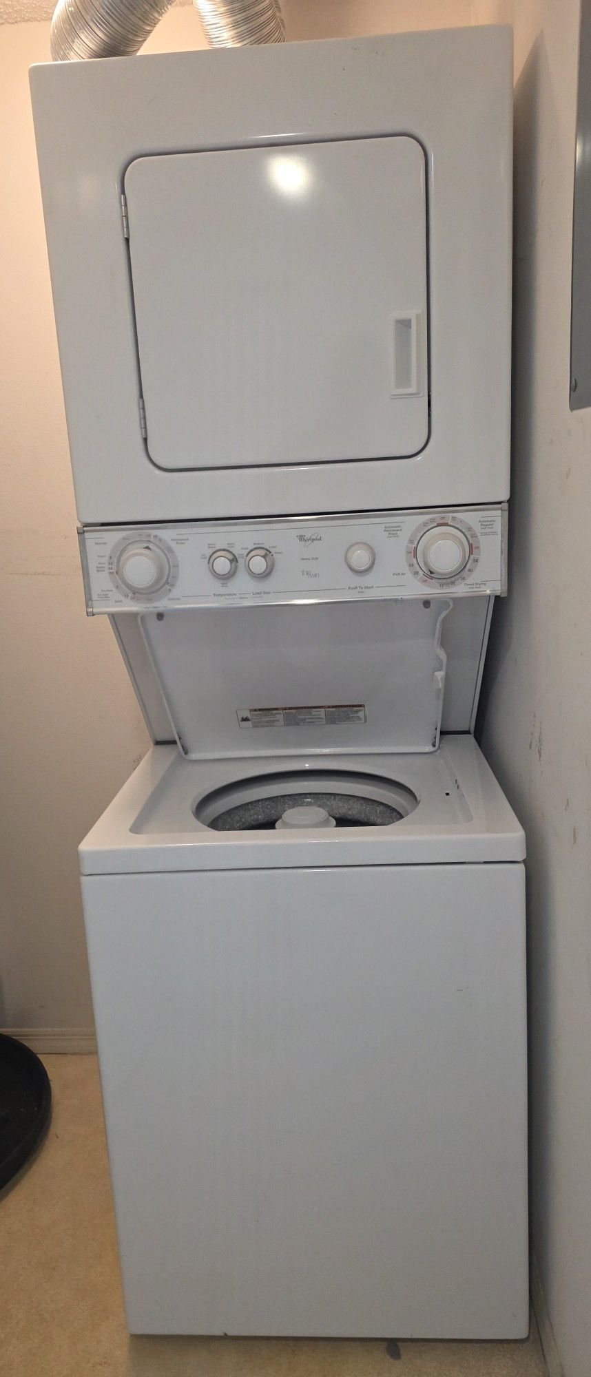 Whirlpool Thin Twin Heavy-Duty stackable Washer and Dryer White