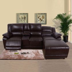 brown bonded leather sofa family living space set furnishings two-piece for sale near me