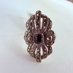 Sterling Silver & Black Stone Ring