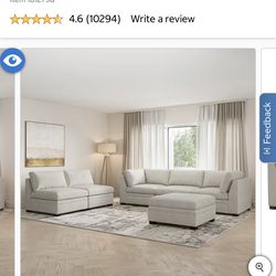 Thomasville Tisdale 6-Piece Modular Sectional (Taupe) w/ Storage Ottoman