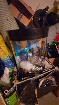 Fish tank with pump and fish food. 10 gallon