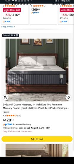 Diglant Queen Mattress with memory foam topper