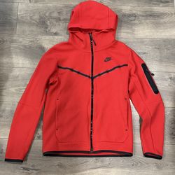 Nike Tech Fleece Full-Zip Hoodie (Red/Black) – Size Small