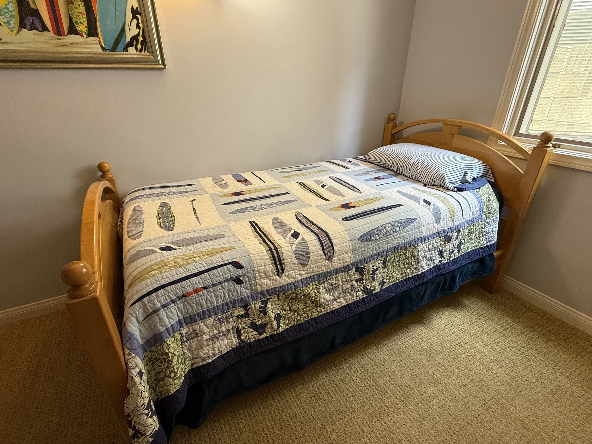 Twin Bed, Mattress & Bunky Board