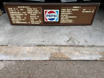 Vintage CONCESSION STAND BOARD - HUGE 6ft! Diner Menu Board with Pepsi Logo