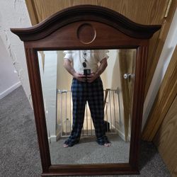 European Themes Drexel Heritage Fluted Cherry Arched Hall Vanity Mirror