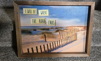 Rustic Beach Shadow Box Wall Decor – "I Will Be Where the Road Ends"