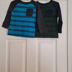 Striped Long Sleeve Fall Or Winter Shirts with Pockets - Set Of 2 (Size  3T)