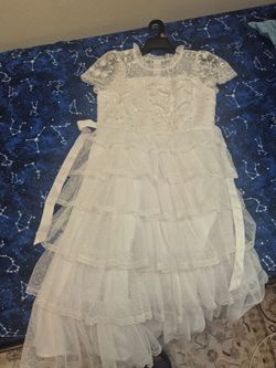 White frill dress , size 12