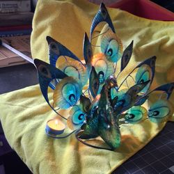 Beautiful Peacock Candle Holder Decor