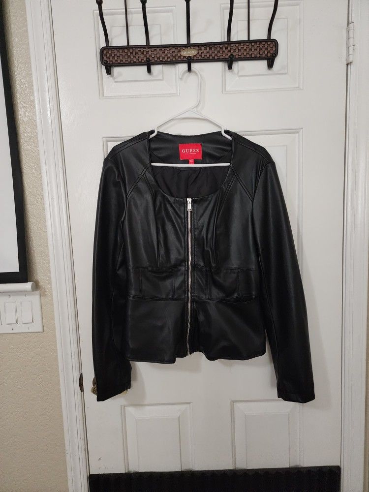GUESS Leather Peplum Jacket