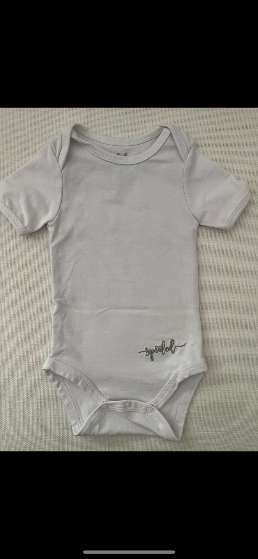 White Baby Onesie With Silver Embroidery 