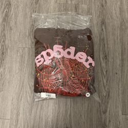 Sp5der Brown & Pink Hoodie Size Medium 