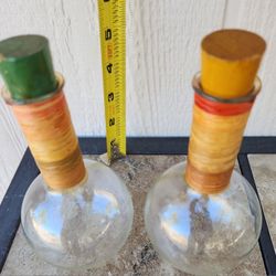 2 Vintage Glass Bottles With Lids