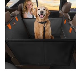 FURTIME Large Dog Car Seat, Upgraded PU Leather Back Seat Extender with Hard Bottom, Waterproof Pet Car Seat Cover for Medium Sized Dog, Pet Hammock f