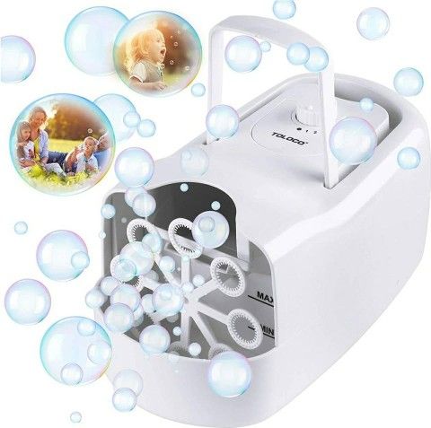 TOLOCO Bubble Machine,Automatic Bubble Blower Portable Bubble Maker for Kids,3000 Bubbles Per Minute,Plug-in or Batteries,for Outdoor/Indoor Party Bir