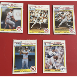 Lot of 5 Drakes hand cut baseball cards