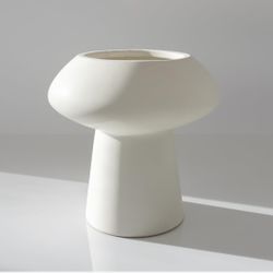 Ceramic Vessel - Pillar Candle Holder or Pedestal Vase - Unique Mushroom Shape - Organic Modern Decor 