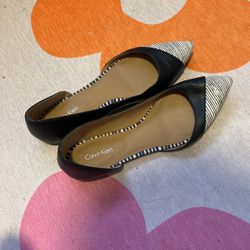 Calvin Klein Black And Striped Flats