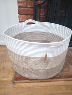Large Woven Rope Basket With Handles