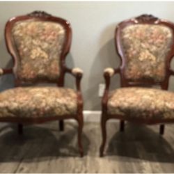 Vintage High Back Open Arm Chair