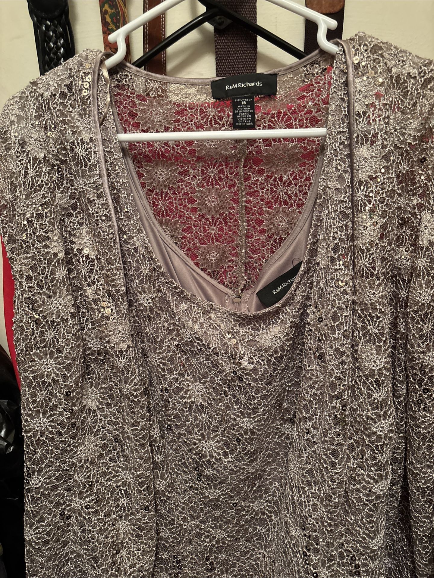 R & M Richards Dress Two Piece Champagne, Size 18