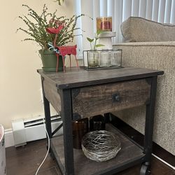 Side Table / Nightstand With Wheels 