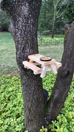 Mini picnic table squirrel bird feeder