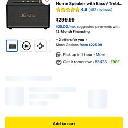 Marshall - Acton III Bluetooth Home Speaker with Bass / Trebl...
