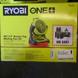 RYOBI ONE+ 18V Cordless 7-1/2 in. Bucket Top Misting Fan Kit with Compact Battery and Charger