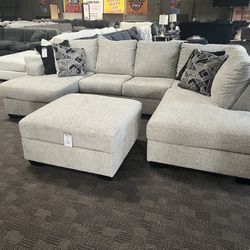 Grey Double Chaise U Shaped Sectional 
