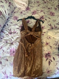 Gold Sequin Mini Dress with Cutout