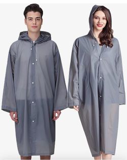 Rain Ponchos for Adults Reusable, 2 Pcs Raincoats Emergency for Women Men with Hood and Drawstring