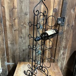 Vintage Wrought Iron Grape Motif Wine Rack