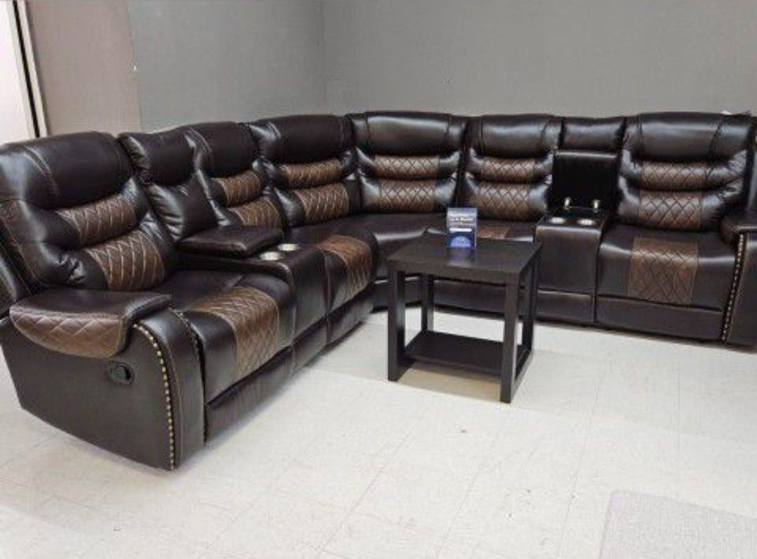 2tone Brown Reclining Sectional