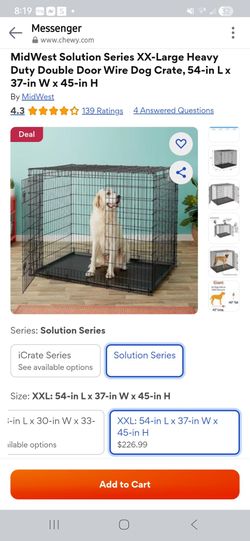 Heavy duty dog crate 54 in L 37 in W 54 in H