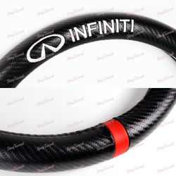 15" Diameter Car Steering Wheel Cover Carbon Synthetic Leather For All INFINITI New-(3-SWC-INFINITI-CF